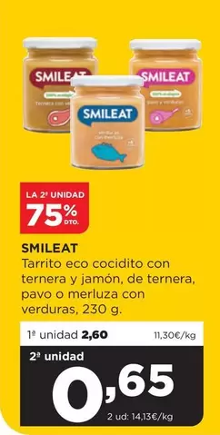 Oferta de Smileat - Tarrito Eco Cocidito Con Ternera Y Jamon por 2,6€ en Alimerka