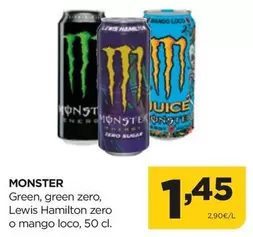 Oferta de Monster - Green/ Green Zero/ Lewis Hamilton Zero O Mango Loco por 1,45€ en Alimerka