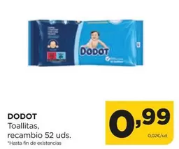 Oferta de Dodot - Toallitas/ Recambio 52 Uds. por 0,99€ en Alimerka
