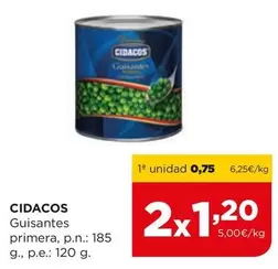 Oferta de Cidacos -  Guisantes Primera por 0,75€ en Alimerka