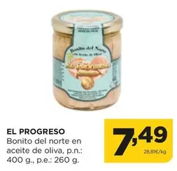 Oferta de El Progreso - Bonito Del Norte En Aceite De Oliva por 7,49€ en Alimerka