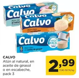 Oferta de Calvo - Atun Al Natural, En Aceite De Girasol O En Escabeche por 2,99€ en Alimerka