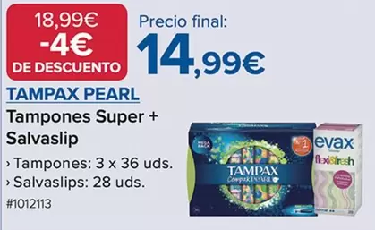 Oferta de Tampax - Tampones Super + Salvaslip por 14,99€ en Costco