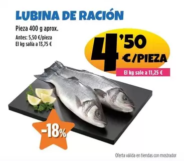 Oferta de Lubina De Ración por 4,5€ en Ahorramas