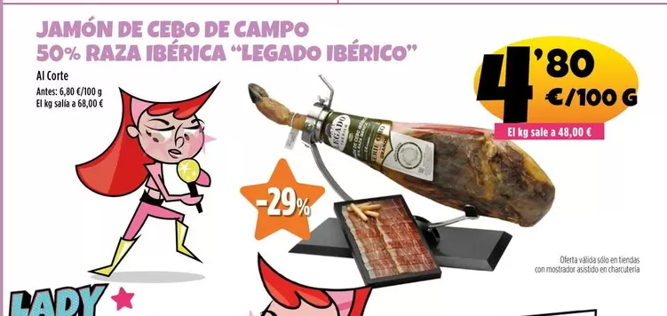Oferta de Jamón De Cebo De Campo 50% Raza Ibérica "Legado Ibérico" por 4,8€ en Ahorramas