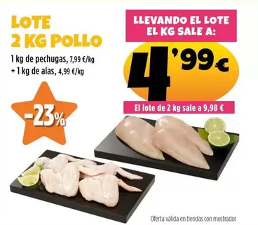 Oferta de Lote 2 Kg Pollo por 4,99€ en Ahorramas
