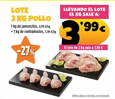 Oferta de Lote 2 Kg Pollo por 3,99€ en Ahorramas