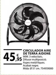 Oferta de Circulador Aire De Terra Aidone por 45,95€ en Fes Més