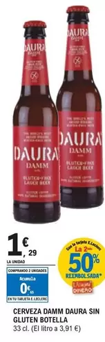 Oferta de Daura - Cerveza Damm Sin Gluten por 1,29€ en E.Leclerc