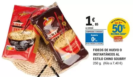Oferta de Soubry - Fideos De Huevo O Instantános Al Estilo Chino por 1,85€ en E.Leclerc