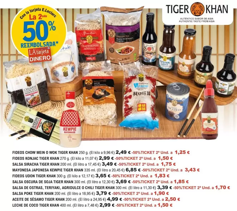 Oferta de Fideos Chow Mein O Wok Tiger Khan por 2,99€ en E.Leclerc