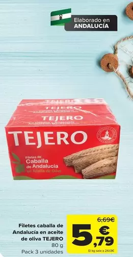 Oferta de TEX - Filetes Caballa De Andalucia En Aceite De Oliva por 5,79€ en Carrefour