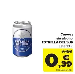 Oferta de Estrella del Sur - Cerveza sin alcohol por 0,39€ en Carrefour