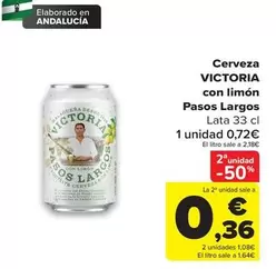 Oferta de Victoria - Cerveza con limon pasos largos por 0,36€ en Carrefour