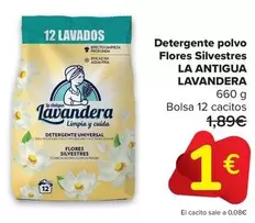 Oferta de Lavandera - Detergente Polvo Flores Silvestres por 1€ en Carrefour