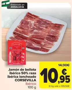 Oferta de Bellota - Jamon De  Iberico 50% Raza Iberica Loncheado por 10,95€ en Carrefour