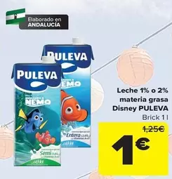 Oferta de Puleva - Leche 1% O 2% Materia Grasa Disney por 1€ en Carrefour