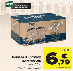Oferta de San Miguel - Cerveza 0,0 Tostada por 6,79€ en Carrefour