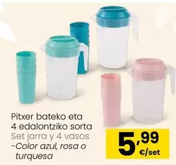 Oferta de Set Jarra Y 4 Vasos por 5,99€ en Eroski