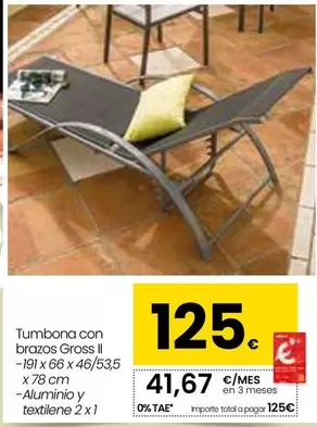 Oferta de Tumbona Con Brazos Gross II por 125€ en Eroski