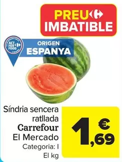 Oferta de Carrefour El Mercado - Sandía Entera Rayada  por 1,69€ en Carrefour