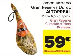 Oferta de Altorreal - Jamón Serrano Gran Reserva Duroc por 59€ en Carrefour