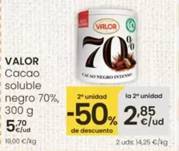 Oferta de Valor - Cacao Soluble Negro 70% por 5,7€ en Eroski
