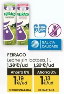 Oferta de Feiraco - Leche Sin Lactosa por 1,13€ en Eroski