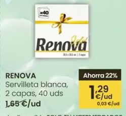Oferta de Renova - Servilleta Blanca por 1,29€ en Eroski