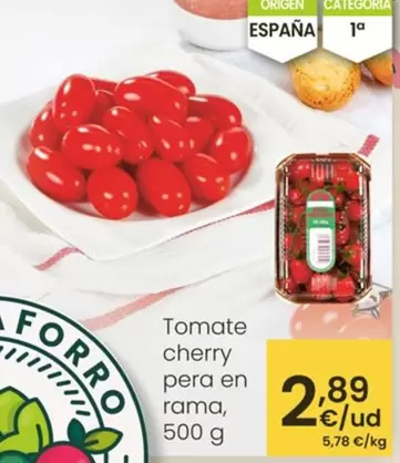 Oferta de Tomate Cherry Pera En Rama por 2,89€ en Eroski