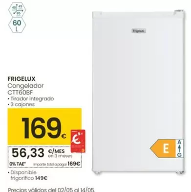 Oferta de Frigelux - Congelador CTT60BF  por 169€ en Eroski