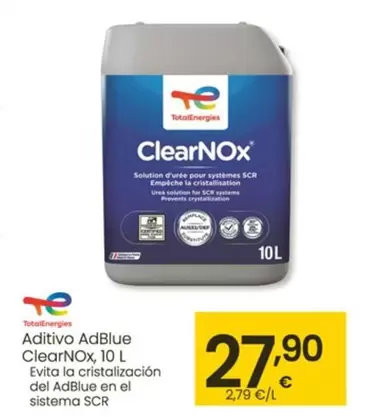 Oferta de TotalEnergies - Aditivo Adblue Clearnox, 10 L por 27,9€ en Eroski