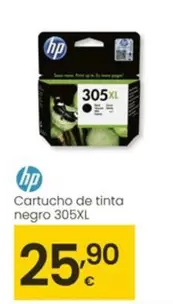 Oferta de HP - Cartucho De Tinta Negro 305XL por 25,9€ en Eroski
