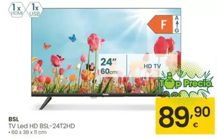 Oferta de Bsl - Tv Led Hd Bsl-24t2hd por 89,9€ en Eroski