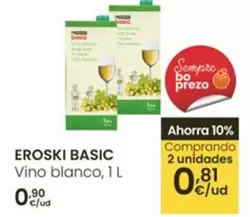 Oferta de Eroski Basic - Vino Blanco por 0,9€ en Eroski