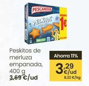Oferta de Pescanova - Peskitos De Merluza Empanada por 3,29€ en Eroski