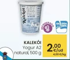 Oferta de Kalekói - Yogur A2 Natural por 2€ en Eroski