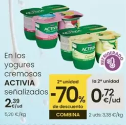 Oferta de Danone - En Los Yogures Cremosos Activia Senalizados por 2,39€ en Eroski