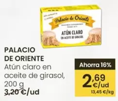 Oferta de Palacio De Oriente - Atun Claro En Aceite De Girasol por 2,69€ en Eroski