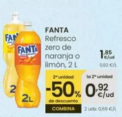 Oferta de Fanta - Refresco Zero De Naranja O Limon por 1,85€ en Eroski