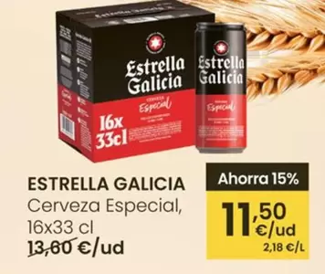 Oferta de Estrella Galicia - Cerveza Especial por 11,5€ en Eroski