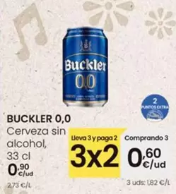 Oferta de Buckler - 0,0 Cerveza Sin Alcohol por 0,9€ en Eroski