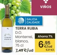Oferta de Terra Rubia - D.O. Monterrei, Blanco por 6,95€ en Eroski