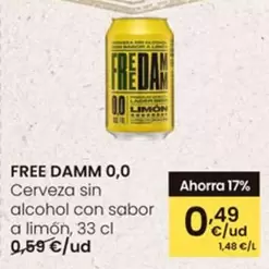 Oferta de Free Damm - 0,0 Cerveza Sin Alcohol Con Sabor A Limón por 0,49€ en Eroski