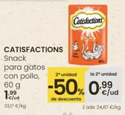 Oferta de Catisfactions - Snack Para Gatos Con Pollo por 1,99€ en Eroski