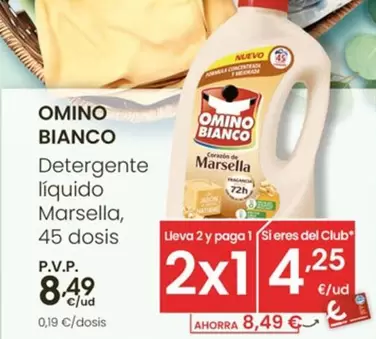 Oferta de Omino Bianco - Detergente Liquido Marsella por 8,49€ en Eroski