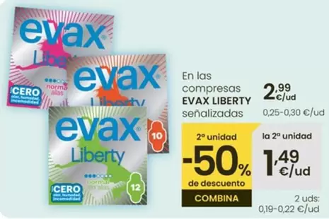Oferta de Evax - Liberty En Las Compresas por 2,99€ en Eroski