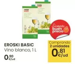 Oferta de Eroski - Basic Vino Blanco por 0,9€ en Eroski