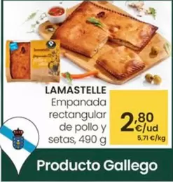 Oferta de Lamastelle - Empanada Rectangular De Pollo Y Setas por 2,8€ en Eroski