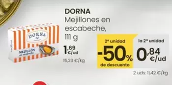 Oferta de Dorna - Mejillones En Escabeche por 1,69€ en Eroski